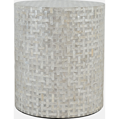 Global Archive Capiz Accent Side Table in Grey Basketweave